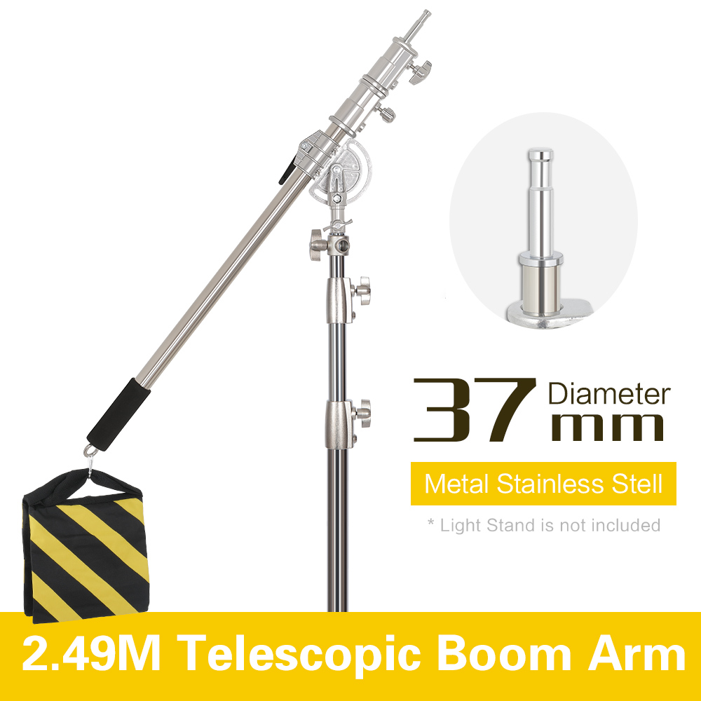Photography Kit Pro - 2.49 メートルの長さのクロスアームステンレス鋼キットライトスタンドとウェイトバッグフォトスタジオアクセサリー延長ロッド