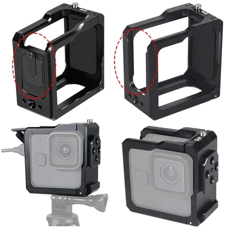 Gopro Action Camera Hero 11 Black - Feichao-gopro hero 11用カメラケージ、ブラックミニアクションスポーツカメラ、バッテリーカバー付き保護フレーム、コールドシューマウント、1/4インチコールドシューマウント