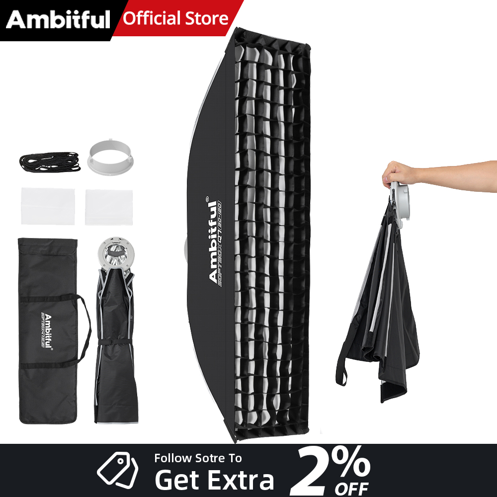Photography Kit Pro - AMBITFUL Q7-II 30*120cm ボーエンズマウント ストリップソフトボックス グリッドサイドウィング