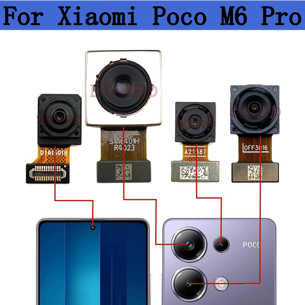 Photography Kit Xiaomi - Xiaomi pocco m6 proおよびm6pro用のフロントおよびリアカメラ,selfie,メインカメラ,柔軟なケーブルパーツ