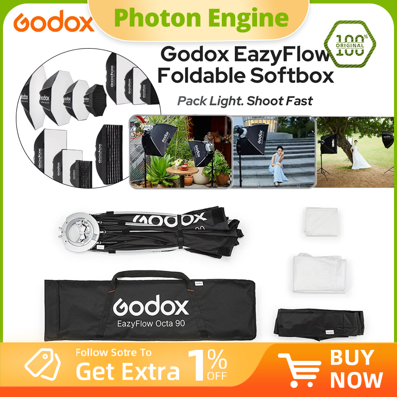 Photography Kit Pro - Godox EazyFlowシリーズ折りたたみ式ソフトボックス ボーエンズマウント ポータブルクイックセットアップ照明ディフューザー 写真スタジオフラッシュLEDライト用