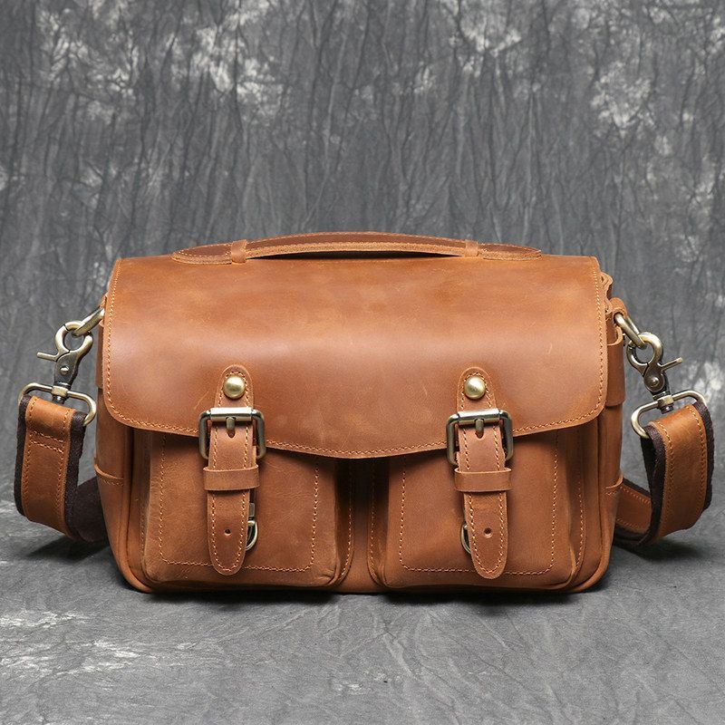 Photography Vintage Style - ヴィンテージトップレイヤー牛革カメラバッグシングルショルダーハンドバッグ写真撮影バッグレトロスタイルメッセンジャーバッグハンドバッグ