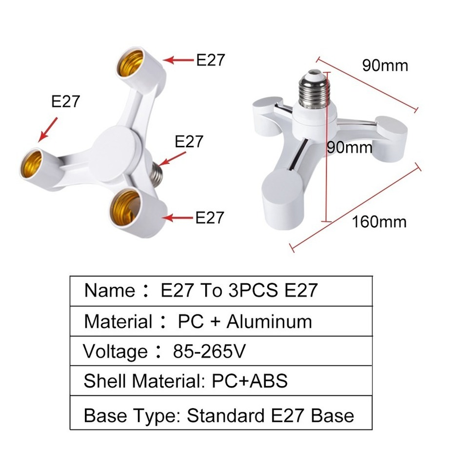 電球ソケット 3In1 E27 に E27 拡張 LED ラ - Photography Bulb のレビューと価格