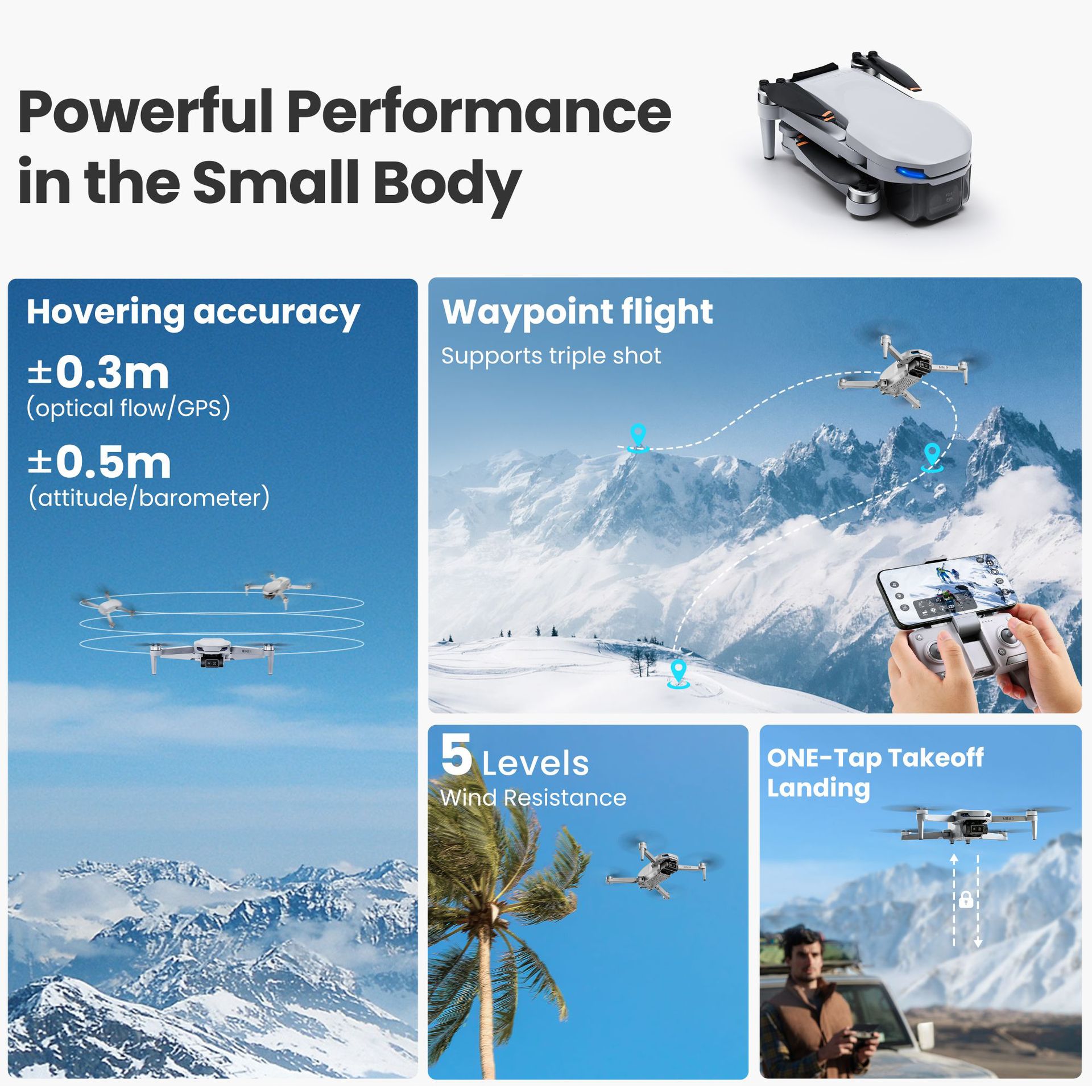 4K HD空撮ドローン、RCクアッドコプター ワンキー離着陸 - Photography High Key のレビューと価格