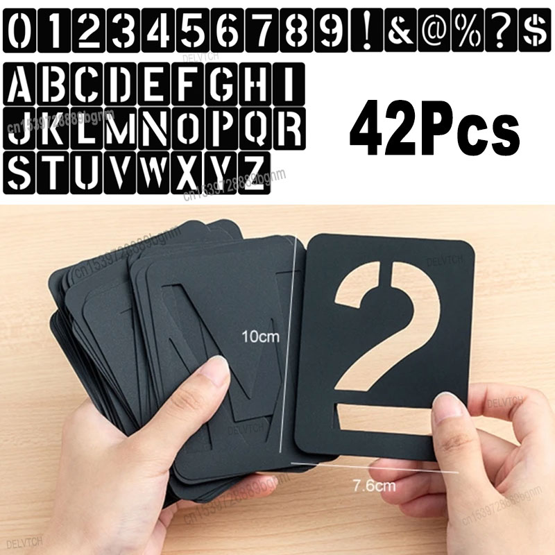 42 個セット再利用可能なプラスチック中空アルファベット文字 - Photography Font のレビューと価格