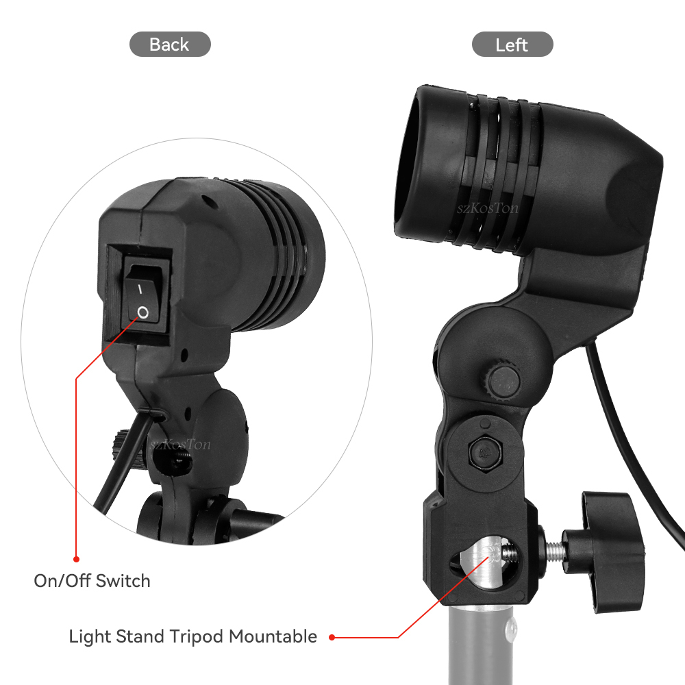 シングルヘッド電球ホルダー E27 ソケットフラッシュ傘ブラ - Photography Bulb のレビューと価格