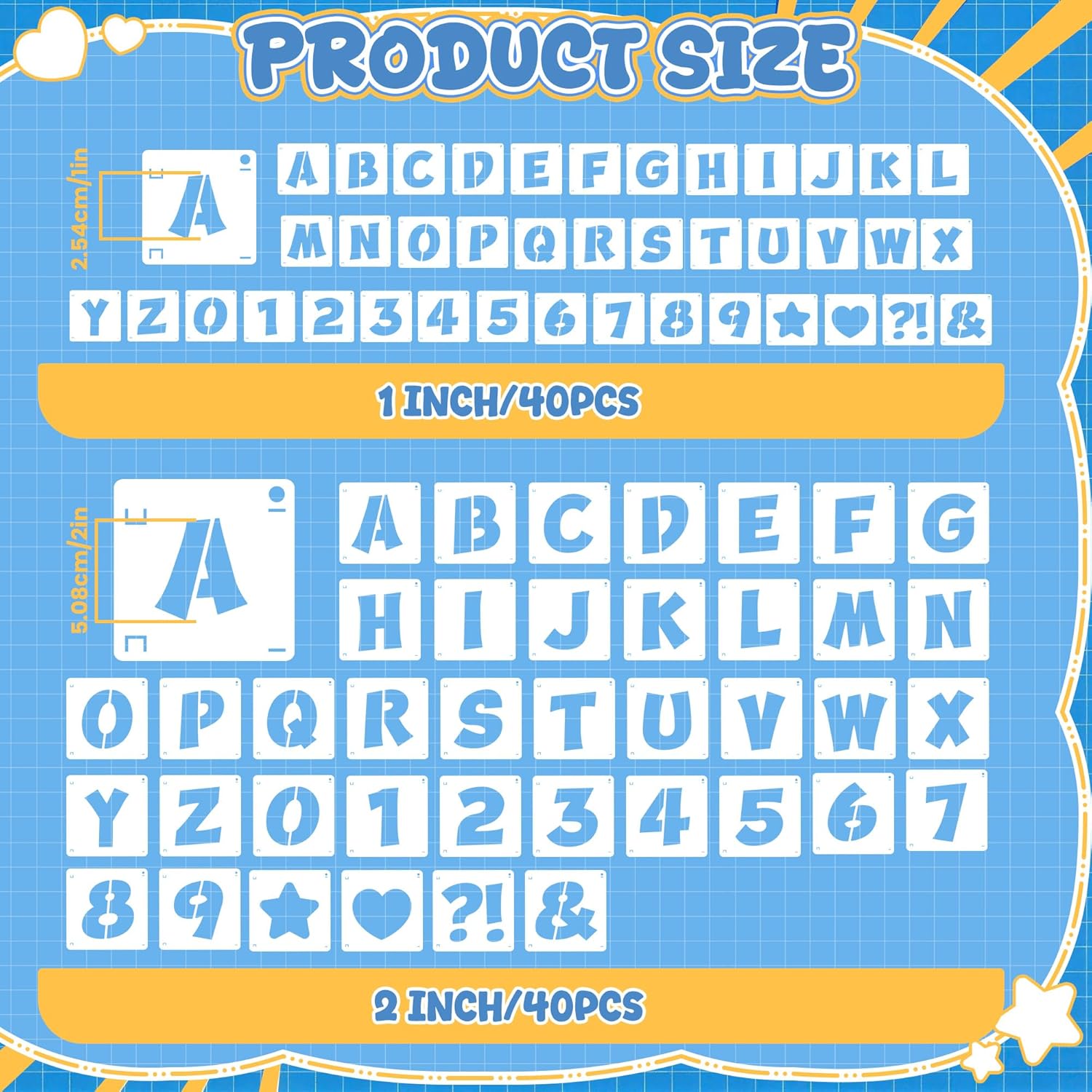 80枚入り 再利用可能なアルファベット・数字・文字ステンシル - Photography Font のレビューと価格