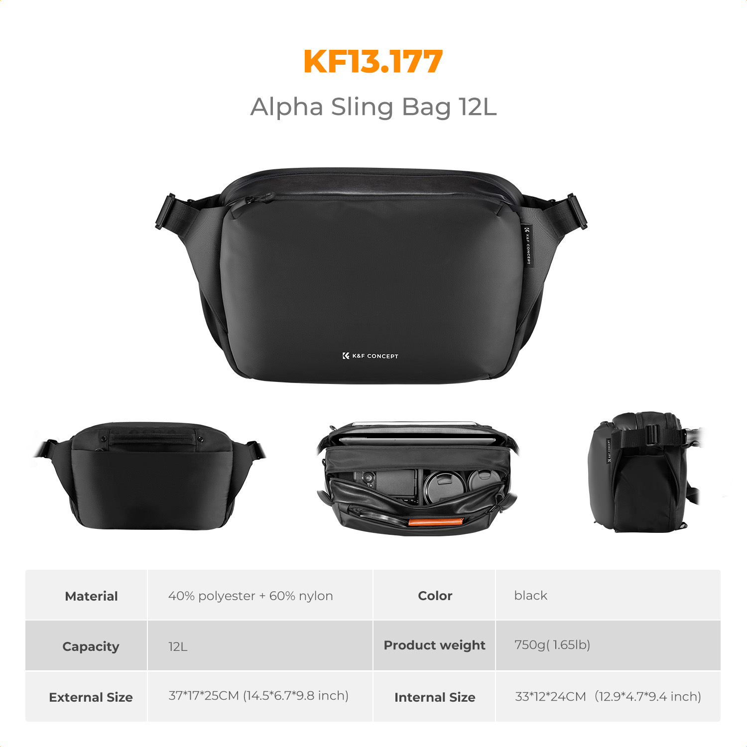 K&F CONCEPT 12L/10L カメラスリングバッグ - Camera Rain Cover のレビューと価格