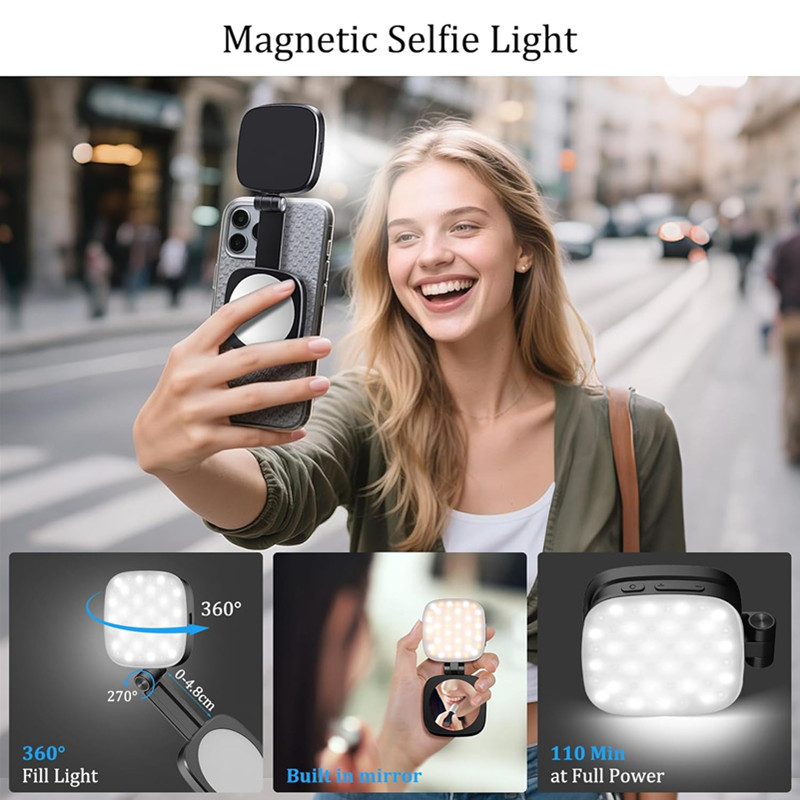 折りたたみ式マグネット式スマホ自撮りライト（ミラー付き、Ma - Photography With Iphone 15 のレビューと価格