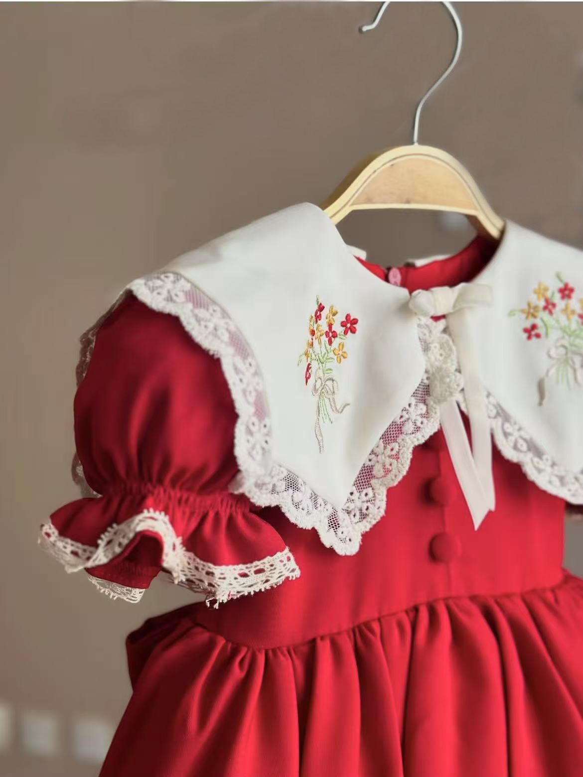 0-12Y 女の赤ちゃん夏赤い刺繍ヴィンテージプリンセスドレ - Photography Vintage Style のレビューと価格