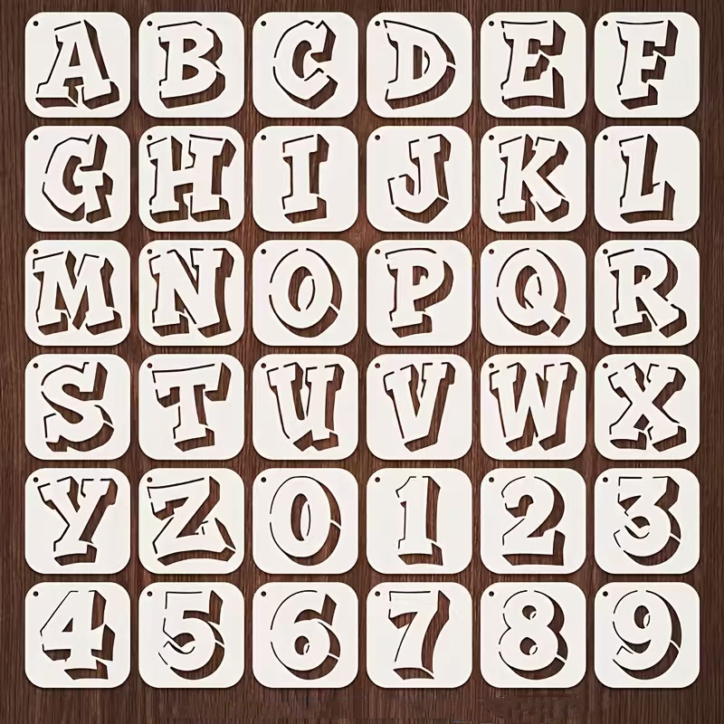 36個入り 2.95インチ 文字と数字のステンシルセット D - Photography Font のレビューと価格