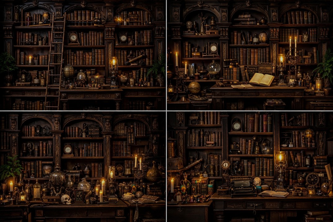 ヴィンテージ図書館の本、キャンドル、アンティーク、ダークアカ - Photography Dark Cloth のレビューと価格
