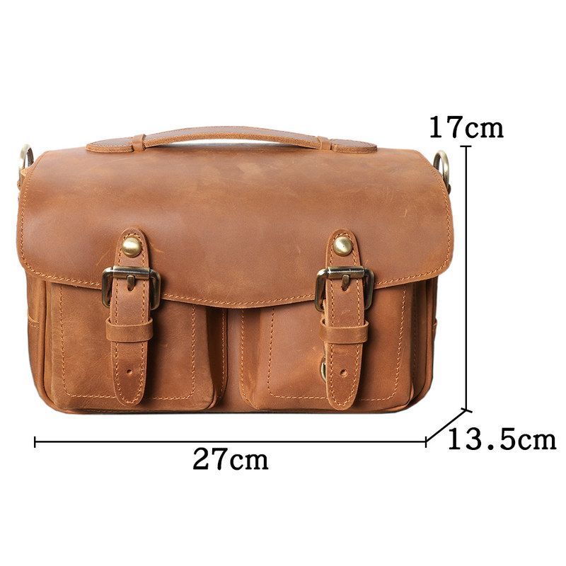ヴィンテージトップレイヤー牛革カメラバッグシングルショルダー - Photography Vintage Style のレビューと価格