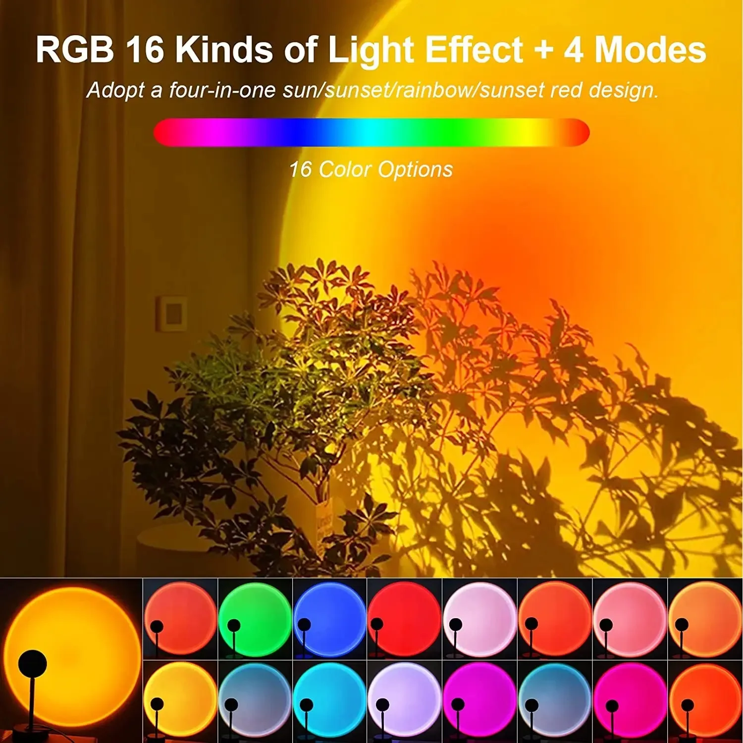 16色のサンセットランプ、RGBムード照明、フロアライト、ナ - Photography Bulb のレビューと価格
